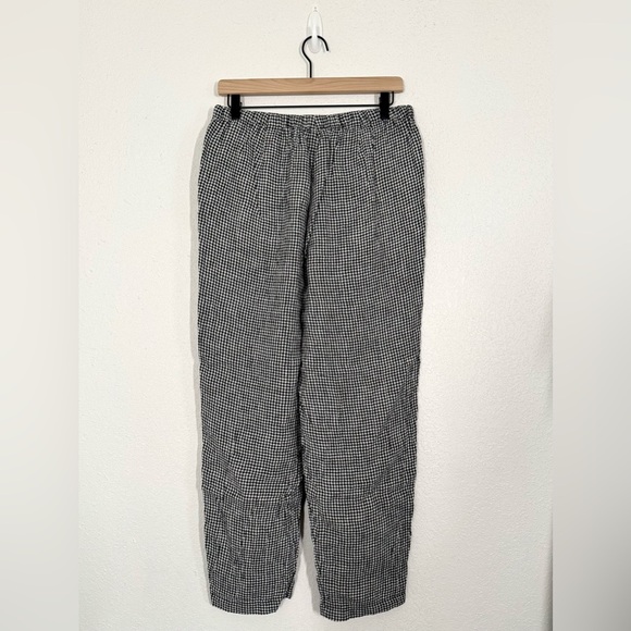 Eileen Fisher Puckered Organic Linen Tapered Pant Gingham Plaid Size Small NEW - Picture 6 of 9